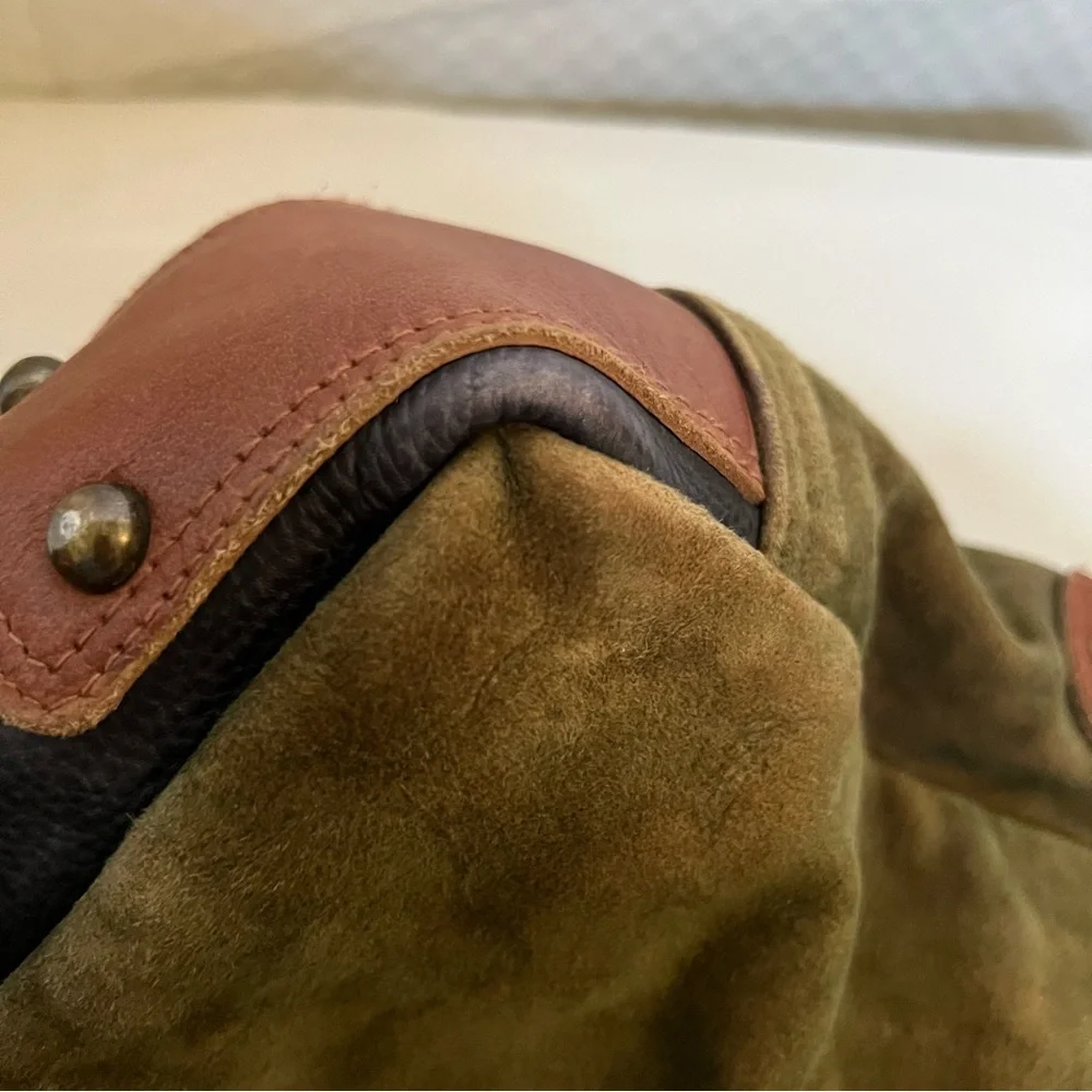 Amsterdam Heritage Olive & Camel Suede Leather Men's Messenger Bag / Briefcase